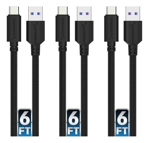 Sabrent 3 Pack 22awg Premium 6 Pies Usb C A Usb A 3 0 C...