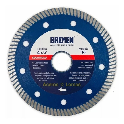 Disco De Corte Diamanta Trf 115mm 4-½ Porcelan C Bremen 6735