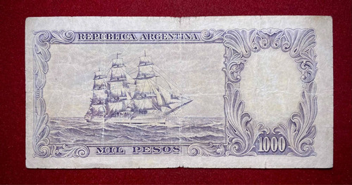 Billete 1000 Pesos 1951 Serie A Bottero 2132 Números Rojos (Usado)