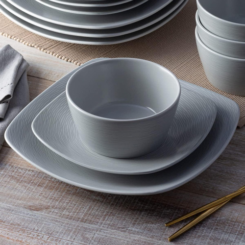 Noritake Gog Remolino De 12 Piezas Cuadrado En Gris