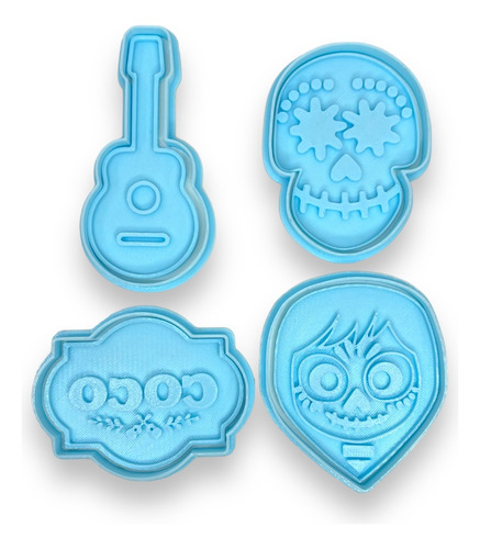 Kit Cortantes Reposteria Coco Disney Guitarra Galleta Cookie
