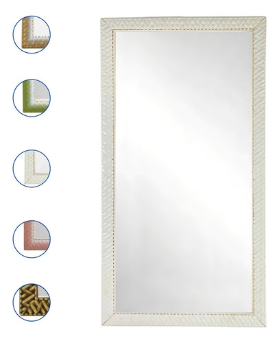 Espelho Com Moldura Madeira Decorativo Banheiro Sala Quarto Cor Branco Nuvem
