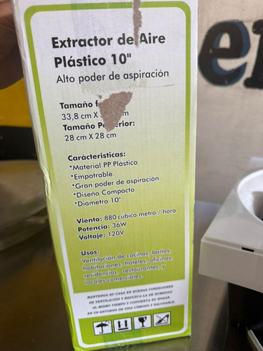 Extractor De Aire De Plastico De 10 Pulgadas Nuevo