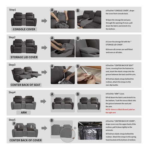 Funda Elástica Para Sofá De Dos Plazas Reclinable Con Consol