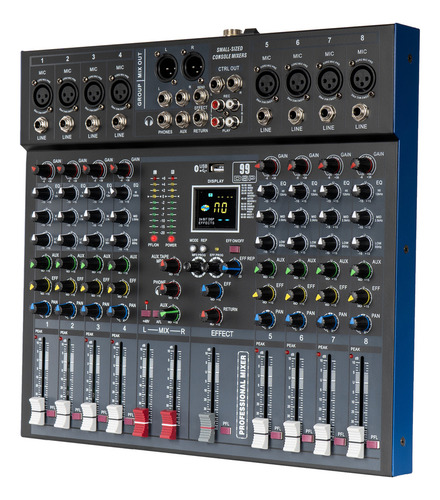 Mezclador Gochanmi Et8p Audio Consola Sonido Mixer 8 Canale 99 Dsp