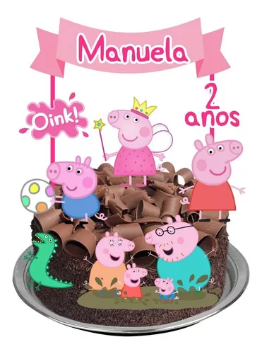 Topo Topper De Bolo Peppa Pig Ja No Palito Personalizado