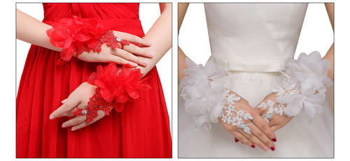(2 #mold) Guantes Sin Dedos De Encaje Con Forma De Flor Para