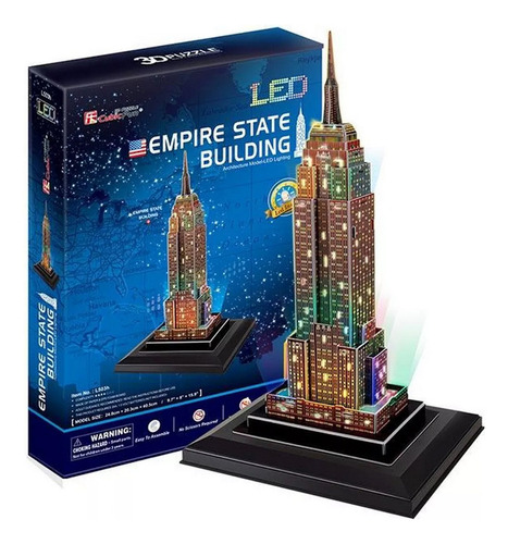 Puzzle 3d Empire State Led 40cm De Alto Con Luz - Cubicfun
