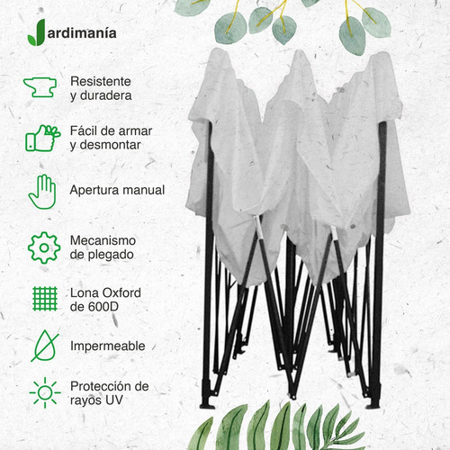 Toldo Carpa Plegable Reforzado 3x4.5 Impermeable Eventos Color Blanco