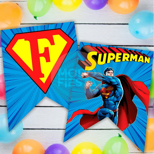 Banderines Cumpleaños Imprimibles Personalizados Superman