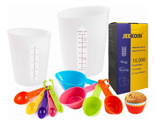 Liquid Measuring Cups 1-cup 2-cup, Measuring Spoons Set For