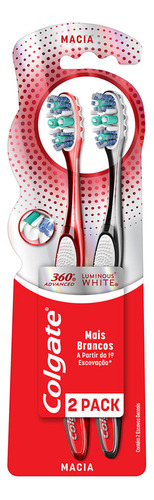 Kit C/2 Escovas Dentais Colgate Luminous White 360 Macia
