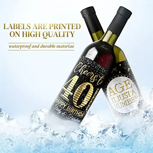40 Pegatinas Para Botellas De Vino Con Diseño De Feliz Cumpl
