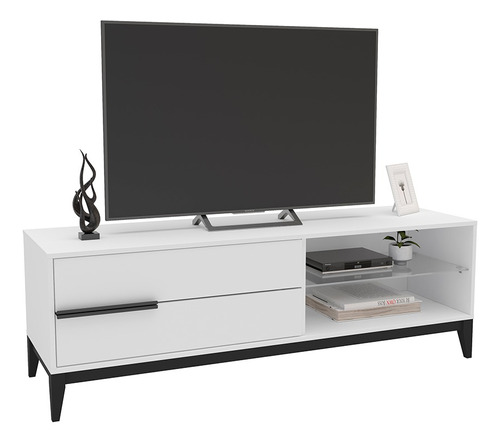 Mobi Mesa Para Televisión Madera Ammolita Blanco Largo 150cm