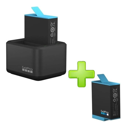 Imagen 1 de 5 de Cargador Doble Gopro Addbd-001 Hero 9/10 Black + 2 Baterias
