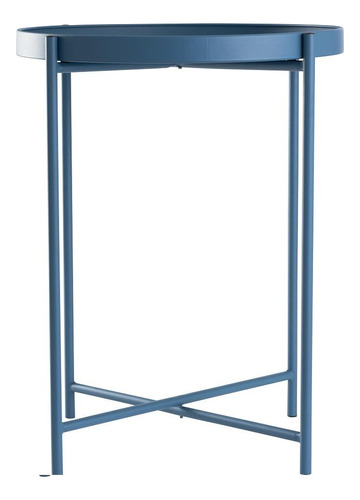Mesa Lateral Auxiliar Metal Azul 38x50cm
