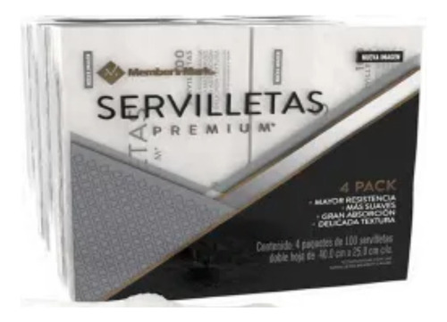 Servilletas Member's Mark Premium  4 Paquetes Con 100 Piezas