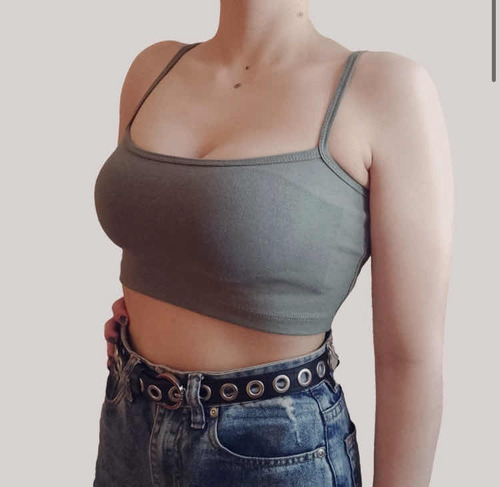 Crop Top Verde Militar Negro Blanco Mujer Moda Mujer Liso