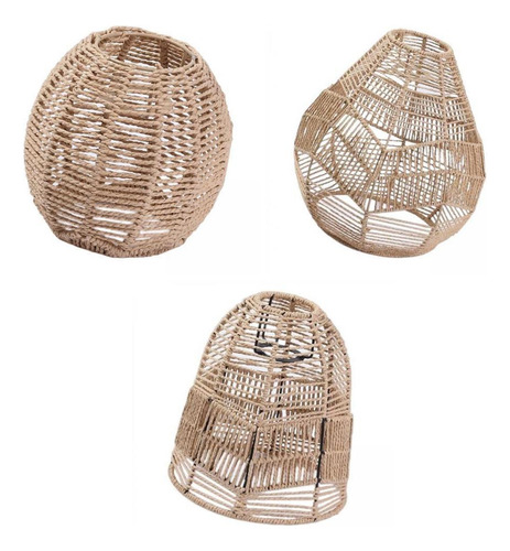 3x Lámpara Colgante Boho Pantalla Colgante Ratán Para