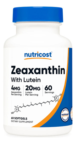 Nutricost Zeaxantina Con Luteína 60 Cápsulas Blandas Sabor Sin Sabor