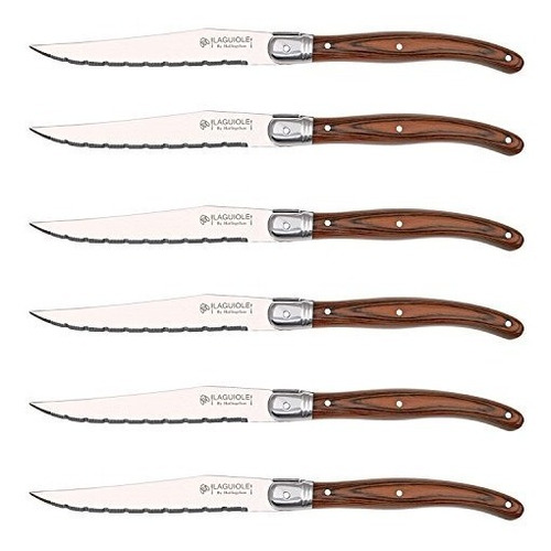 Hailingshan Steak Knives Set, Laguiole 6 Piezas [23cm / 9 Pu