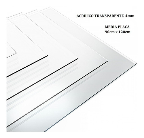 Media Placa De Acrilico Transparente 122cm X 90cm 4mm