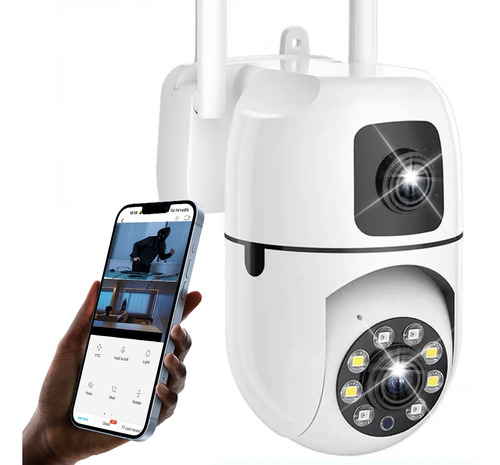 Cámara De Seguridad Wifi Exterior 8mp Doble Lente Con Alarma