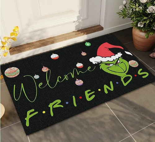 Alfombrilla De Puerta Grinch Con Diseño De Feliz Navidad