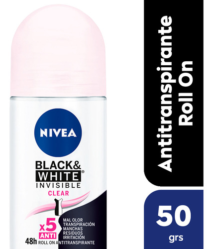 Nivea Desodorante Roll On Invisible B&w Clear 50ml