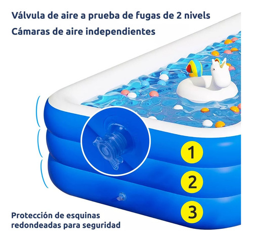 Piscina Inflable Rectangular Azul 260x170x60 Cm 950 L
