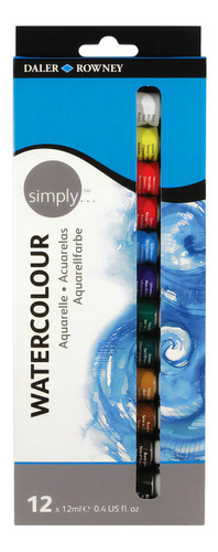 Pintura Acuarela Daler Rowney Simply 12 Colores Tubo 12ml