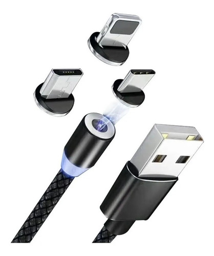 Pack 2 Cable Usb Magnetico 3 En 1 iPhone Micro Usb Tipo C 