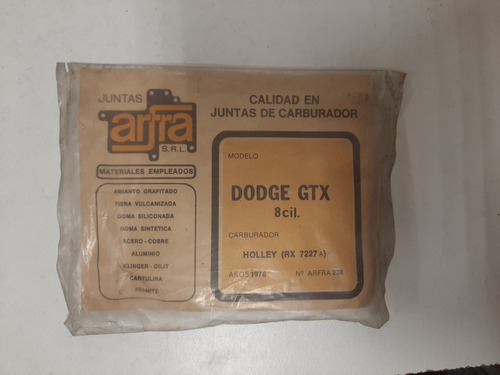 Juntas Carburador - Dodge Gtx 8 Cil - Carb. Holley Rx 7227 A