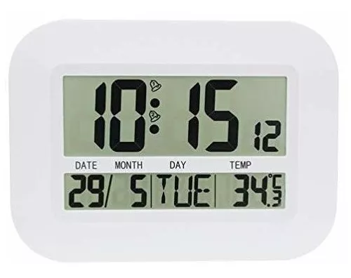 Reloj de pared digital con calendario, reloj de pared digital con gran  claridad de hora y fecha, día de la semana y de la temperatura, funciona  con