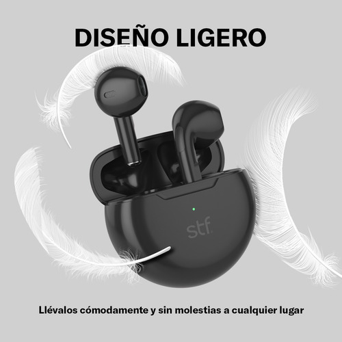 Audífonos Stf Tws Forte F1 In-ear Negros Con Luz Led