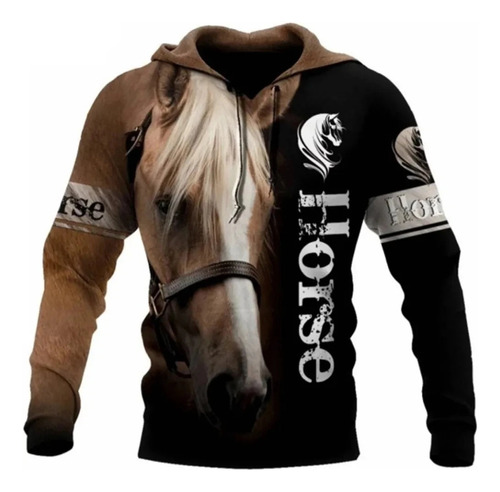 Sudadera Con Capucha Para Hombre Con Estampado 3d De Caballo