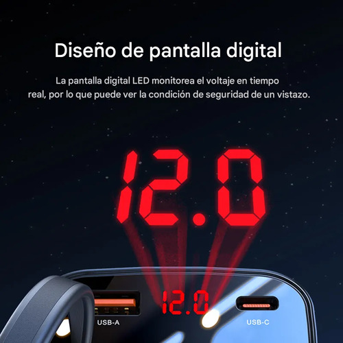 Cargador De Coche Ultrarrápido Toocki De 105w 4 En 1 Retractil