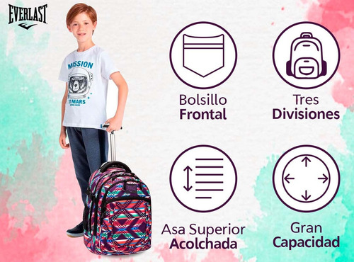 Imagen 3 de 10 de Mochila Carro Carrito Escolar Base Reforzada Manija Telescopica Original La Mas Grande Extensible !!tsr