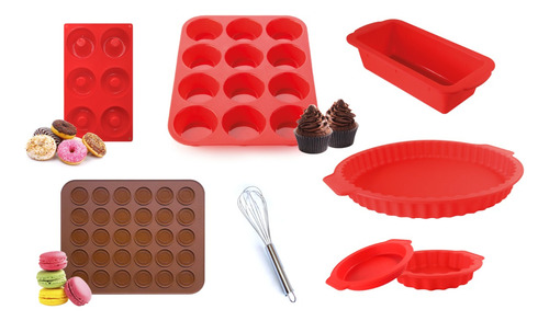 Set Kit Reposteria Completo Moldes De Silicona Horno Muffins