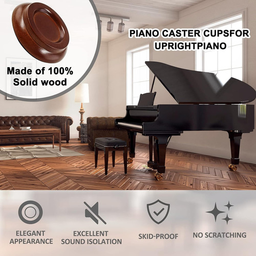 4 Tazas Verticales Piano Ruedas De Madera Maciza Negra,...