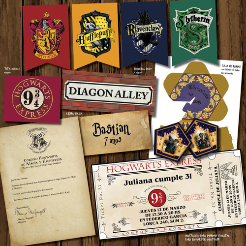 Kit Imprimible Personalizado Harry Potter + Carta Admision