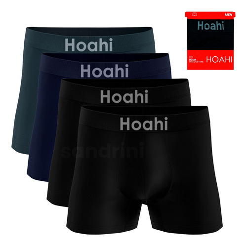 Kit 4 Cuecas Boxer Hoahi Sem Costura Poliamida Microfibra 