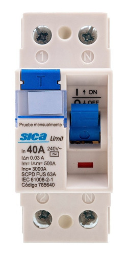 Imagen 5 de 6 de Disyuntor Diferencial Sica Bipolar 2x40 40a 30ma
