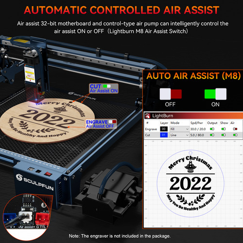 Kit Air Assist Para Placa Base Air Sculpfun S9/s10 Con Bomba