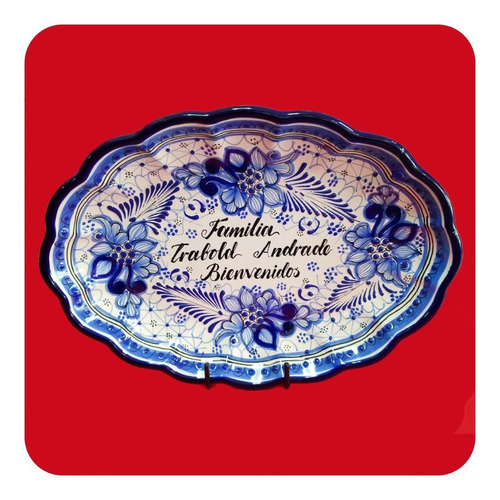 Imagen 8 de 9 de Charola Concha D Talavera Poblana 37x27 Cm Personalizada Chr