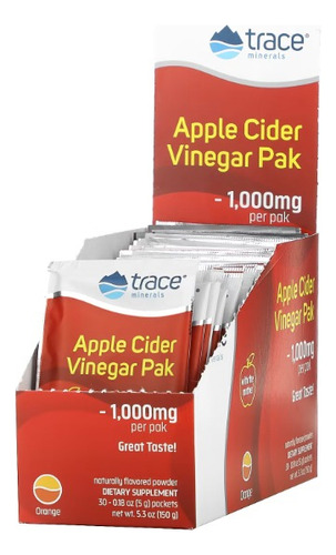 Trace Minerals Apple Cider Vinegar 1000 Mg 30 Sobres Sabor Naranja