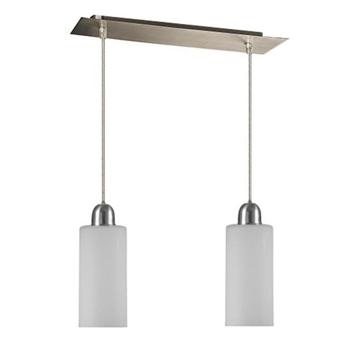 Imagen 1 de 2 de Lampara Colgante 2 Luces Acero Inox. Cilindro Vidrio C240