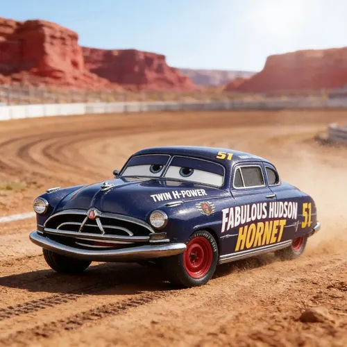Disney Pixar Cars Mattel Dirt Track Fabulous Hudson Hornet