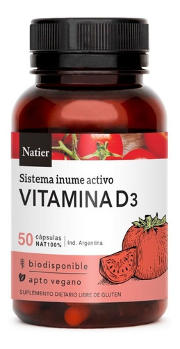 Cápsulas Vitamina D3 Sistema Inmune  X 50 - Natier