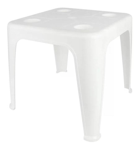 Mesa de soporte multiusos cuadrada de plástico con portavasos Mor Color White
